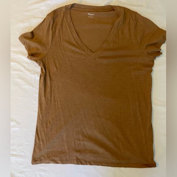 NWT Madewell V neck light brown tee shirt size S - Picture 1 of 4